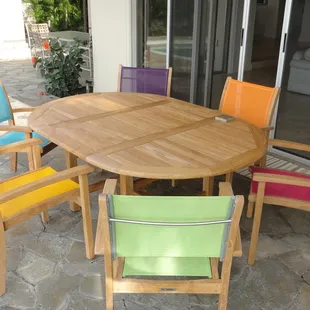 Beautiful teak and lots of color options