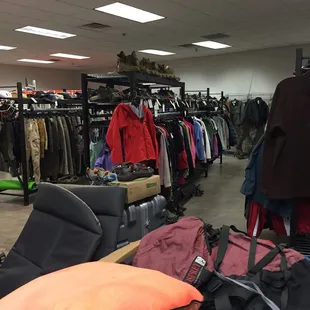 Lots of good hiking and outdoor type jackets/pants in the main area