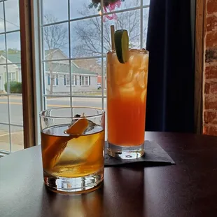 Figgin old fashioned and South seas tea