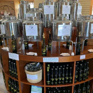 a display of olive oil