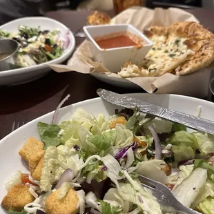 House salad and Greek salad. So fresh!