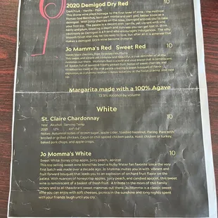 drink menu