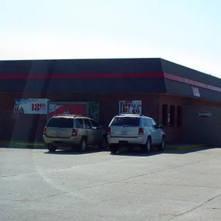 two cars parked outside