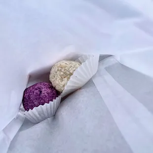 Caker Tots from Baby and Boy Pastries. Ube + Coconut bibingka.