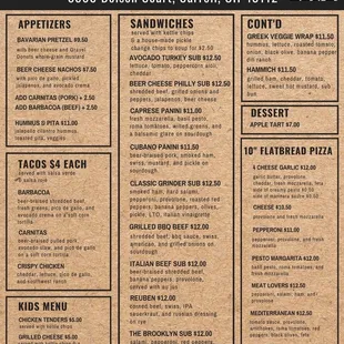 Outerbelt Menu