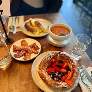 Dutch Pancake w Side of Bacon + Grilled Cheese + Tomato Soup