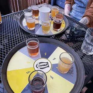 A flight of all the beers they had on tap today