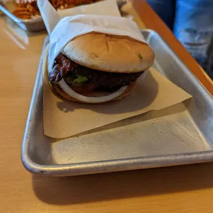 a burger on a bun