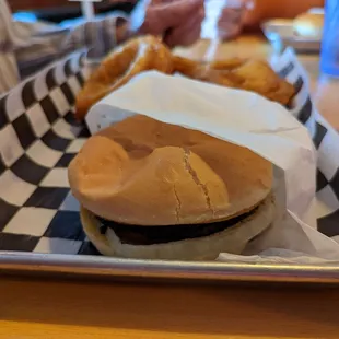 Outlaw Burger and Onion Rings