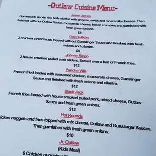 menu