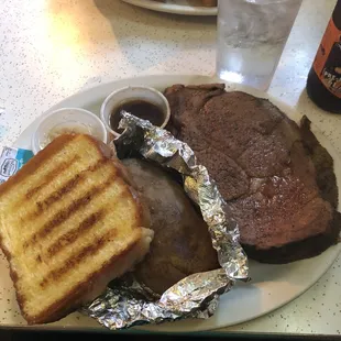 12oz. Prime rib (medium), baked potato, Texas toast. Side salad was already eaten!