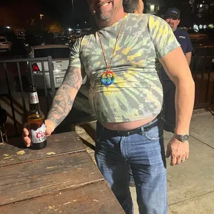 Hey man, I think your shirt is a lil small      Well idk man, the tag says one size fits all   great fun on hippy night!!