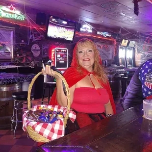 Little red riding hood with her basket of treats!!!