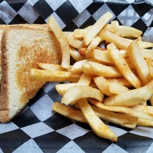 Kids grilled cheese and french fries