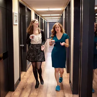 Coworking members in the hallway at Outlet