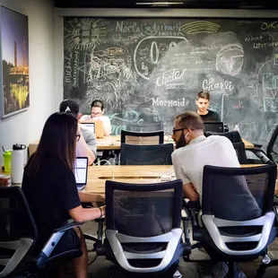 Members in shared workspace at Outlet Coworking