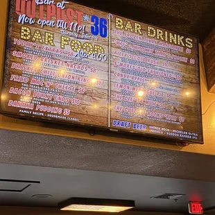 Bar food/drink menu Nov &apos;24