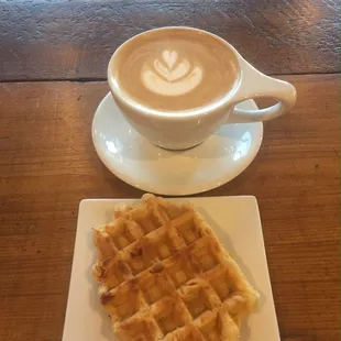 Excellent coffee with a divine peach waffle to get your day started.