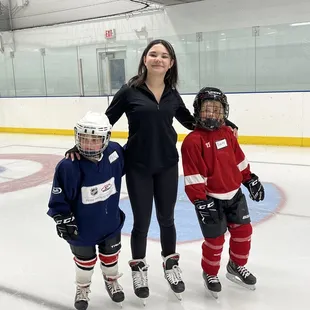 Rain and her hockey students.