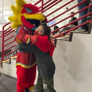 Chilly the ice wolves mascot