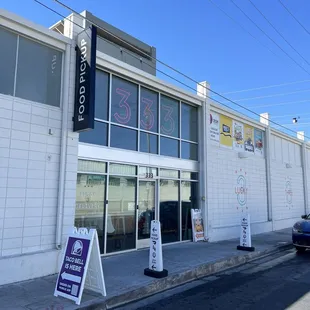 Front of exterior entrance looking southwest