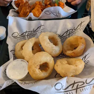 a tray of fried food