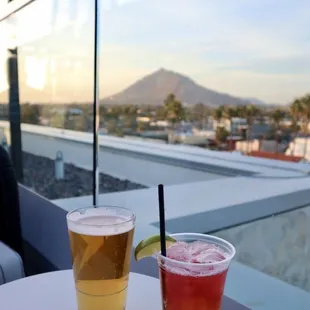 two drinks on a table