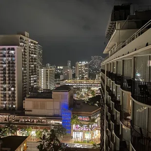 View at night from our second balcony connected to the bedroom