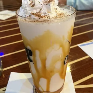 Frozen Pumpkin Caramel Cocktail with Pumpkin Vodka, Rum Chata and cream base. Amazing!