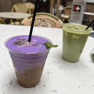 Taro Outro and Matcha Latte