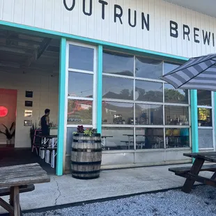 Front of the Brewery where you can see the indoor and outdoor seating
