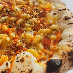 a close up of a pizza