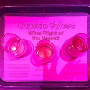 My wine flight of the week