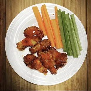 Spicy Chicken wings other flavor option are BBQ and Plain