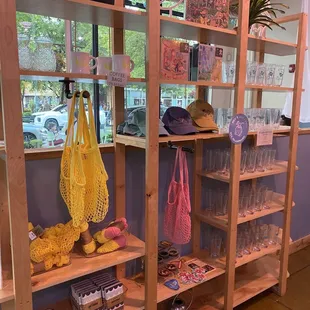 a display of handmade items