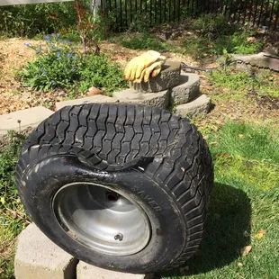 My lawn tractor tire didn't look so good...