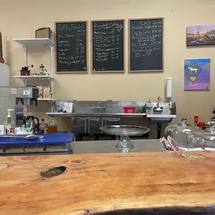 Amazing wood work on the Coffee Bar at Oval Dogs!