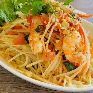 Papaya Salad with shrimp. It was yummy but If I could add some fresh chili to this, it'd be the bomb!