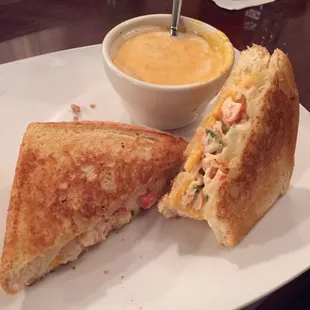 Lobster grilled cheese and lobster bisque