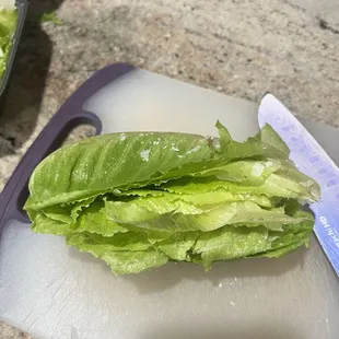 Lettuce is whole I have to cut it up as a salad myself and the lettuce looks not so fresh worst mistake ever.
