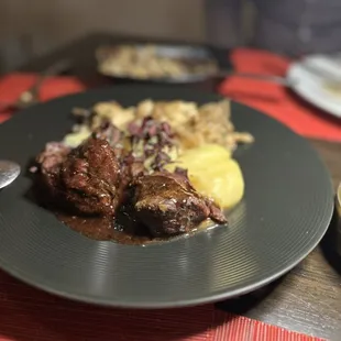 Braised Beef Cheeks* yum!! the inside could have been a tad bit more tender but still good. hearty.