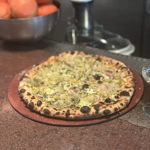 Goat Cheese Special Pizza - I'd say too much goat not enough pesto, a tad too oily