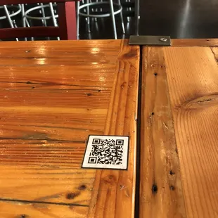 QR code on the tables for the menu