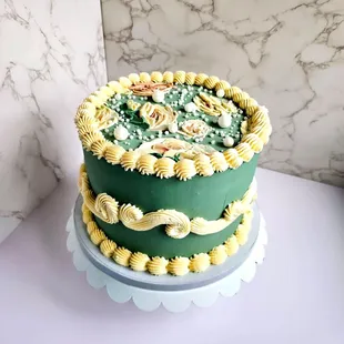 Handpainted rose cake.