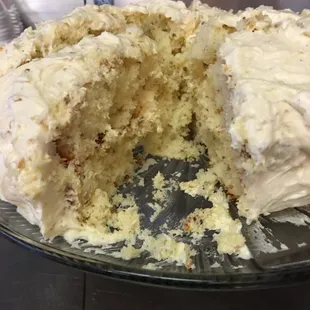 Italian cream cake with homemade cream cheese icing!