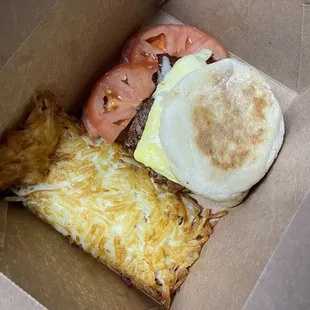The Special sandwich with bacon and sausages