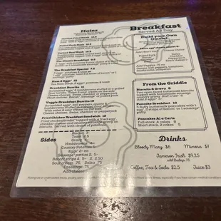 Menu at over easy