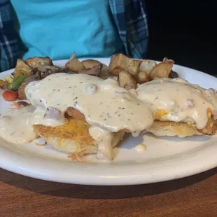 Fried Chicken Breakfast Sammie with Country Potatoes