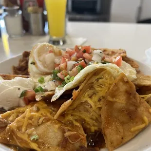 Sunday Breakfast. Mimosa &amp; Chilaquiles