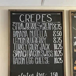 Crepe Menu
